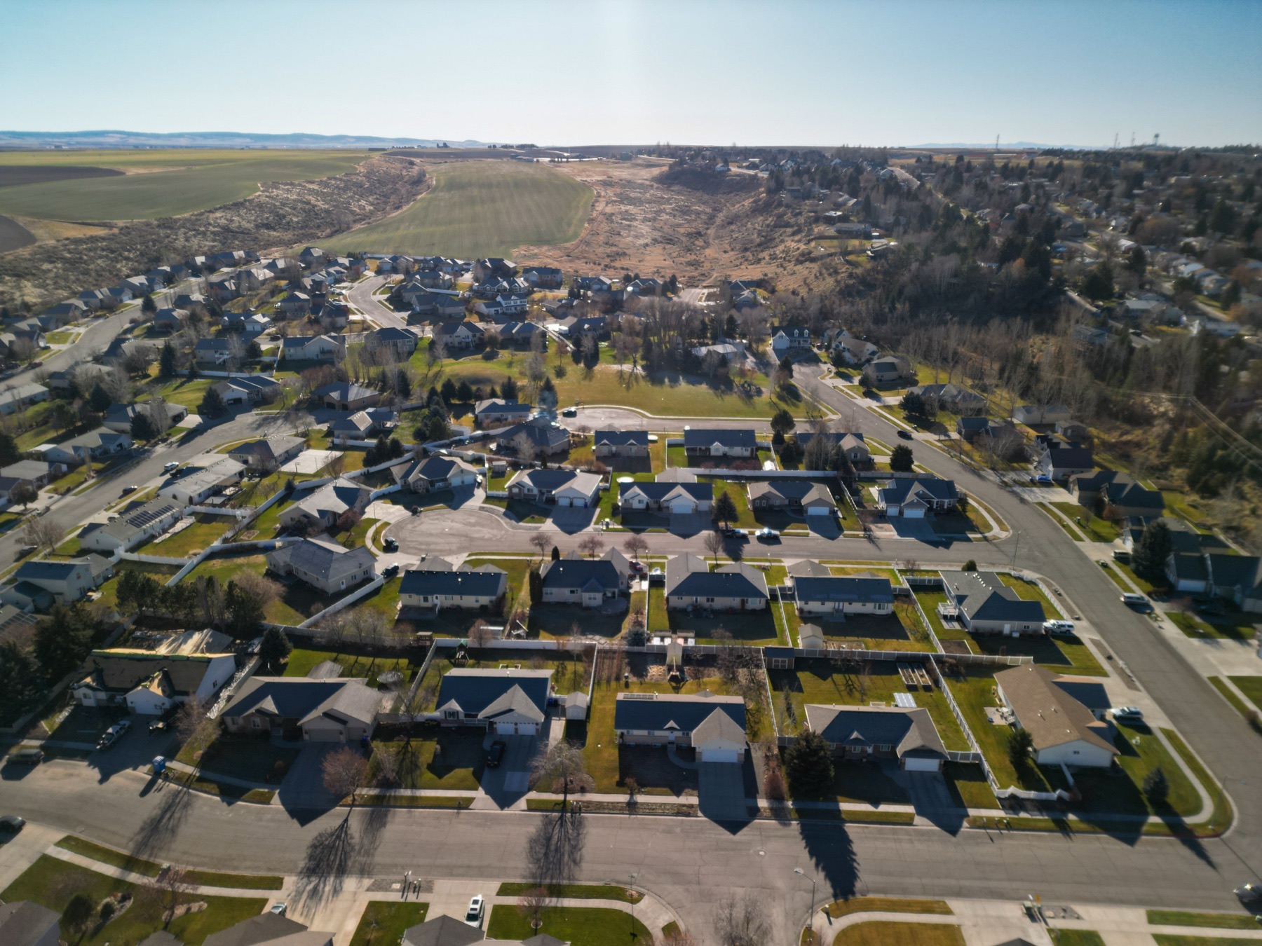 Rexburg residential neighborhood aerial