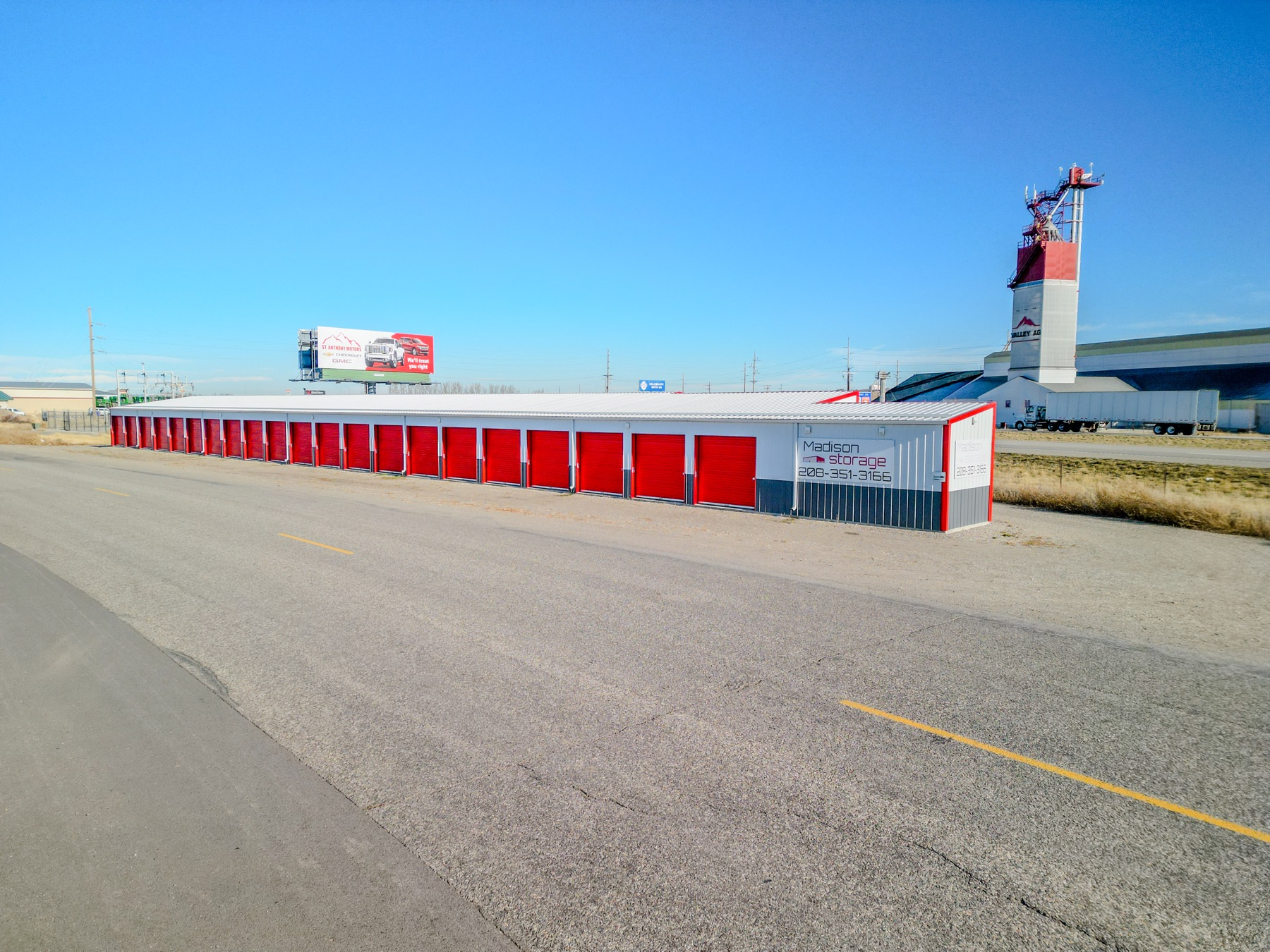Madison Storage unit row along the frontage road