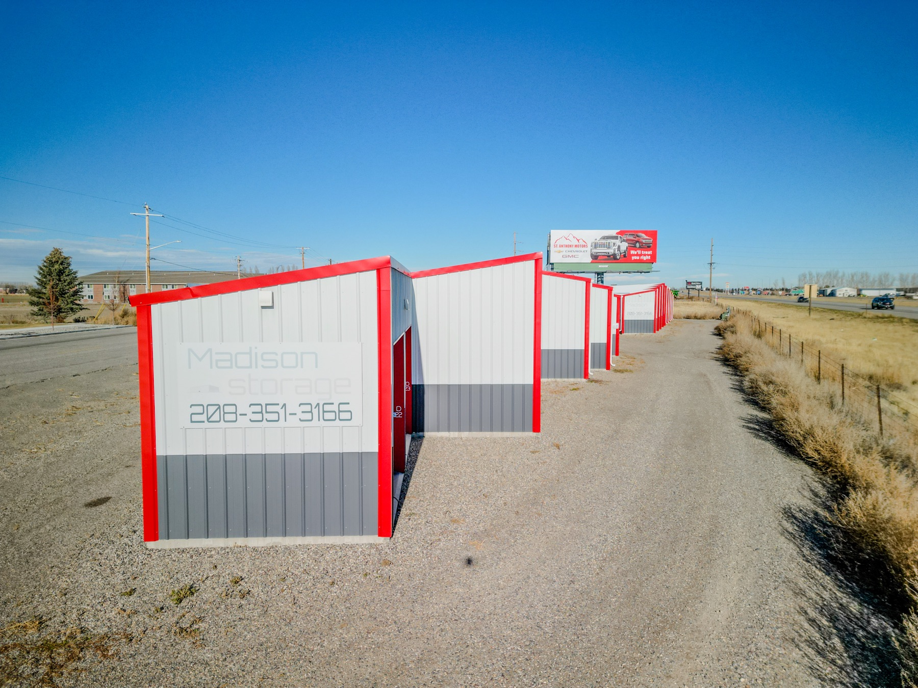 Madison Storage signage on unit end wall